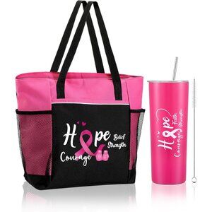 Breast Cancer Awareness Gifts Tote Bag Tumbler Care Package for Women